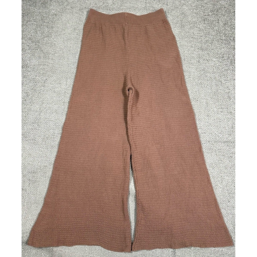 Sincerely Jules Knit Pants Womens XL 29x27 Brown Knit Wide Leg Textured Cotton